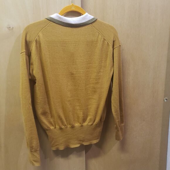 Madewell Color block Polo Sweater color-Golden Sunset Sz Medium HHH - Picture 3 of 6